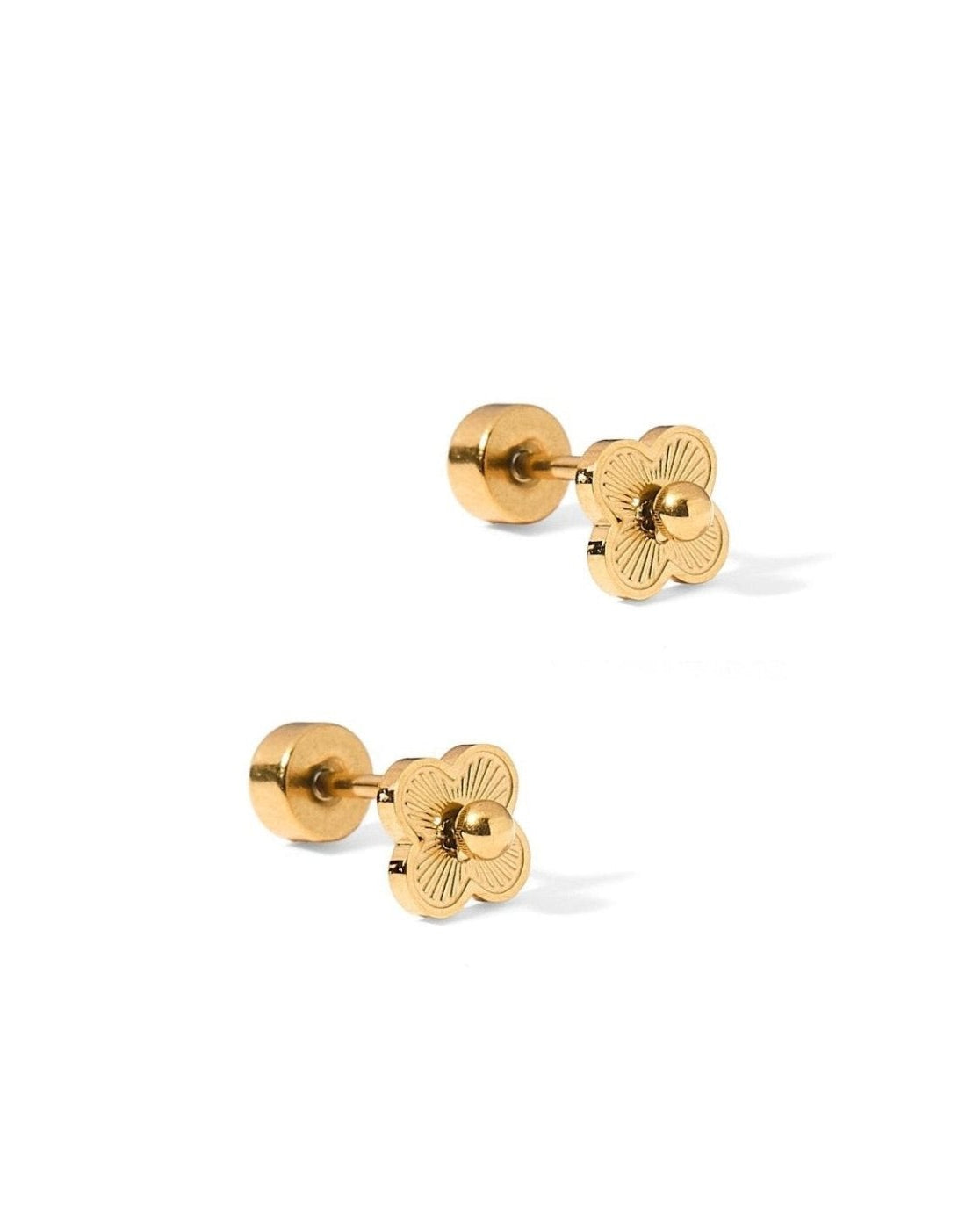 Screwback Stud Earrings - Sweet Clover Gold - LINNY CO WholesaleStuds