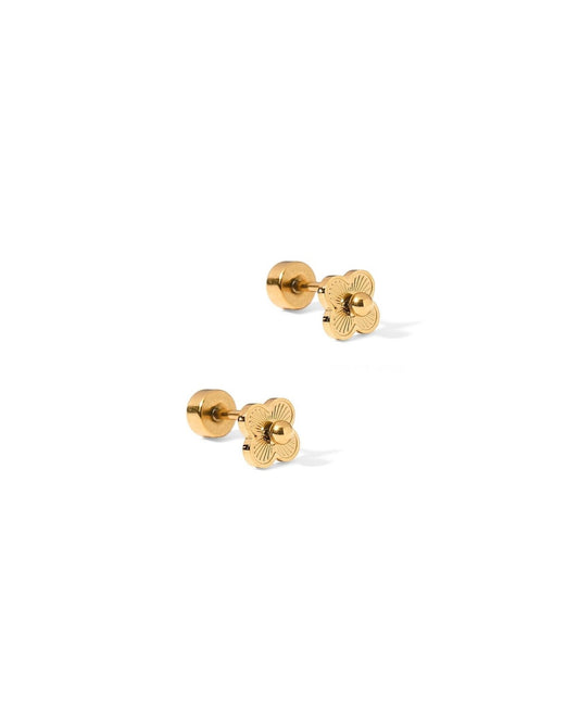 Screwback Stud Earrings - Sweet Clover Gold - LINNY CO WholesaleStuds