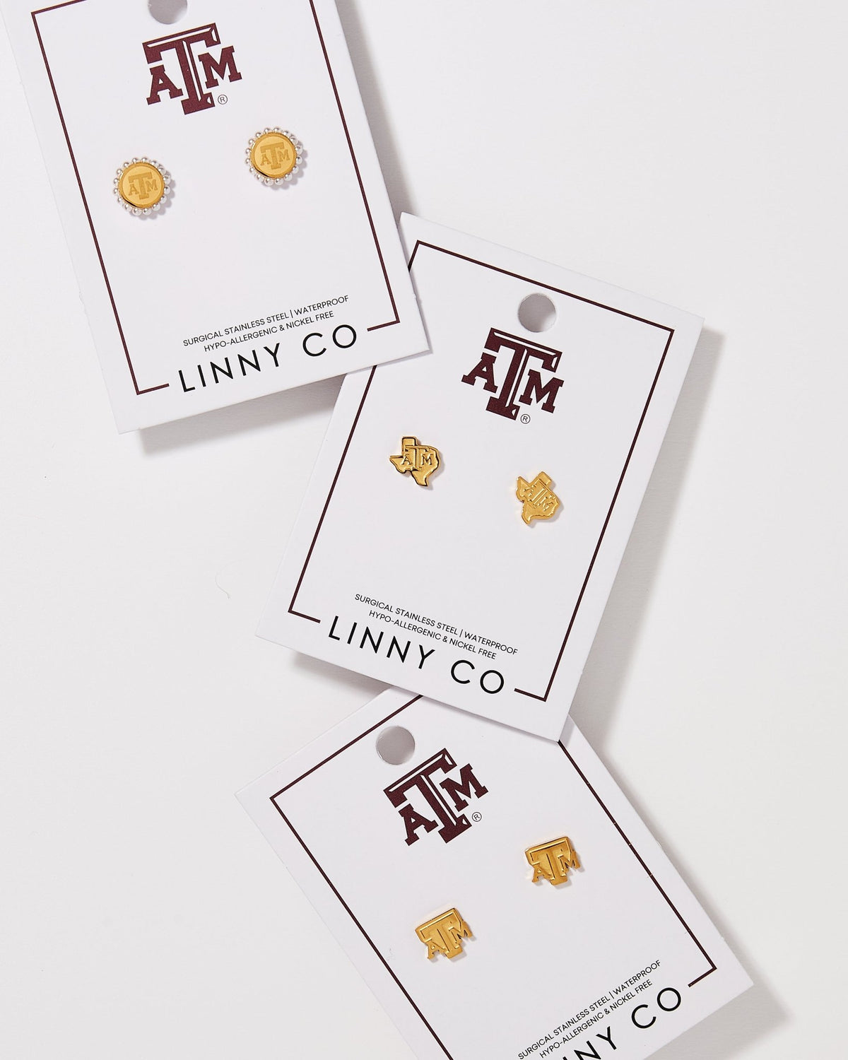 Screwback Stud Earrings - Texas A&M Alice Logo Gold - LINNY CO WholesaleStuds