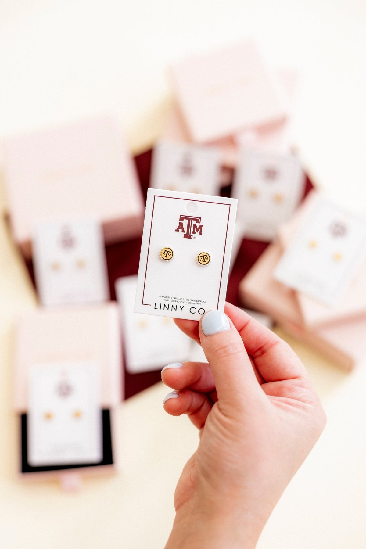Screwback Stud Earrings - Texas A&M Alice Logo Gold - LINNY CO WholesaleStuds