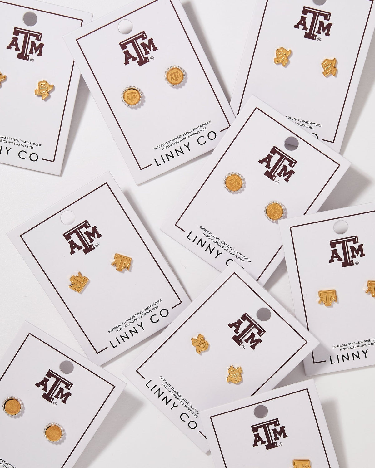 Screwback Stud Earrings - Texas A&M Alice Logo Gold - LINNY CO WholesaleStuds