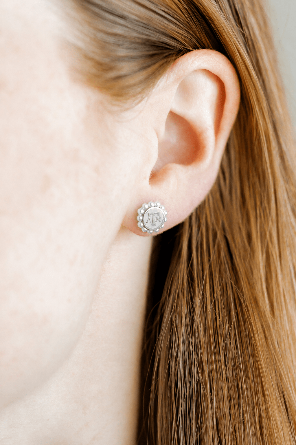 Screwback Stud Earrings - Texas A&M Alice Logo Silver - LINNY CO WholesaleStuds