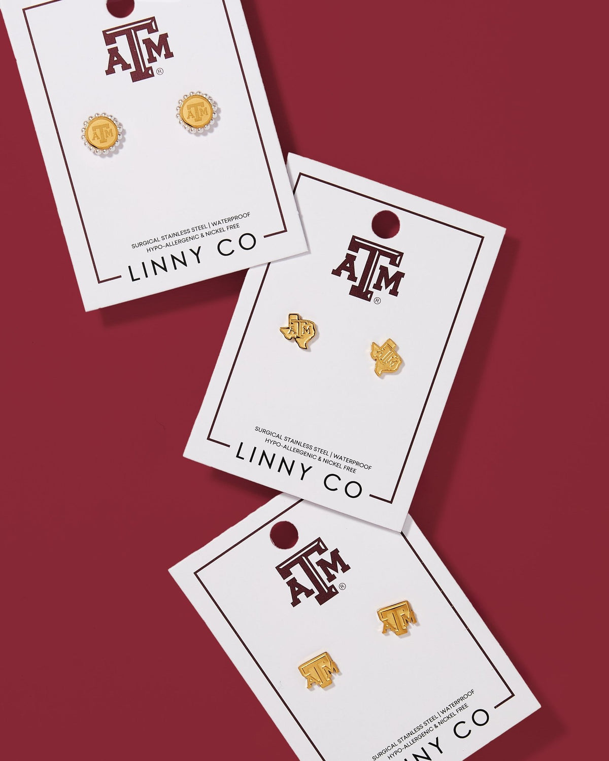 Screwback Stud Earrings - Texas A&M State Logo Gold - LINNY CO WholesaleStuds