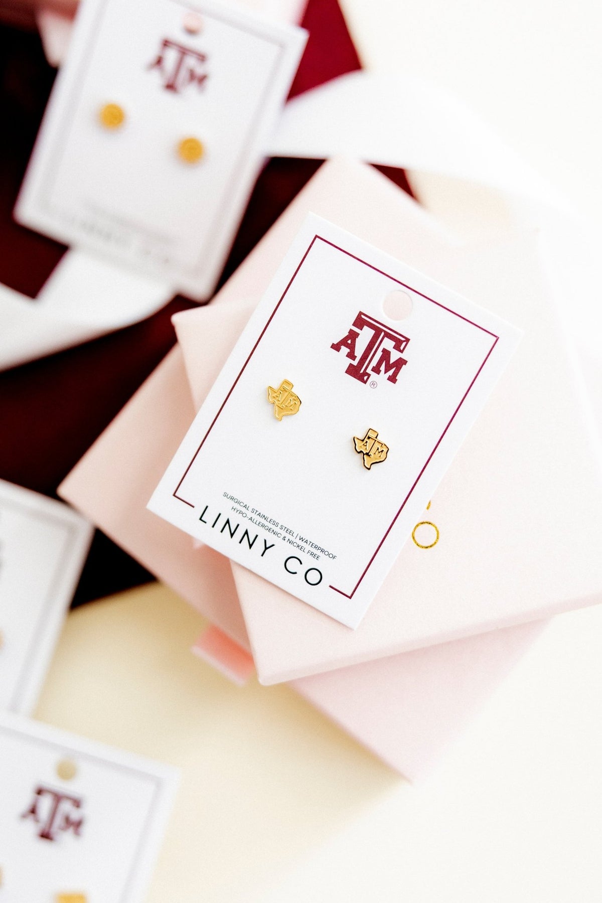 Screwback Stud Earrings - Texas A&M State Logo Gold - LINNY CO WholesaleStuds
