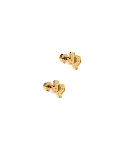 Screwback Stud Earrings - Texas A&M State Logo Gold - LINNY CO WholesaleStuds