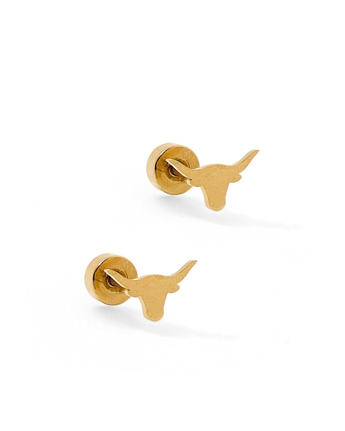 Screwback Stud Earrings - Texas Steer Gold - LINNY CO WholesaleStuds