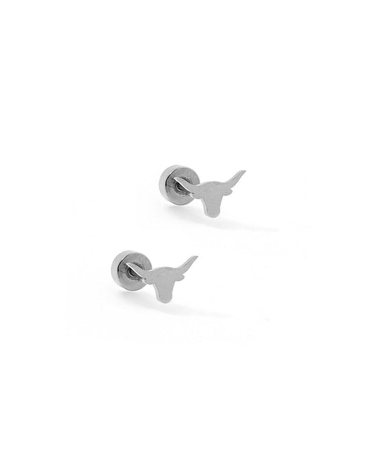 Screwback Stud Earrings - Texas Steer Silver - LINNY CO WholesaleStuds