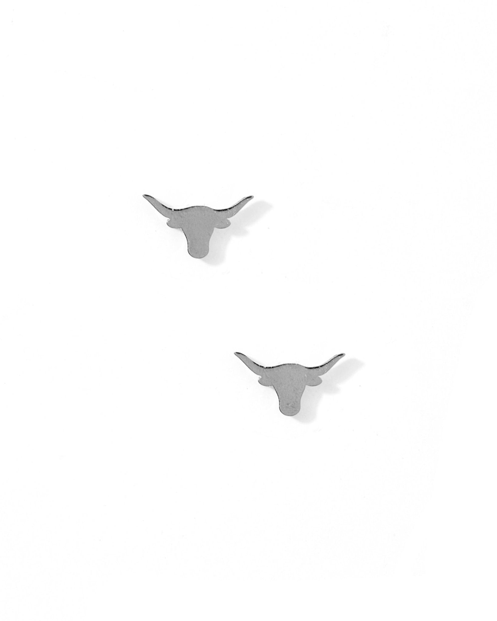Screwback Stud Earrings - Texas Steer Silver - LINNY CO WholesaleStuds