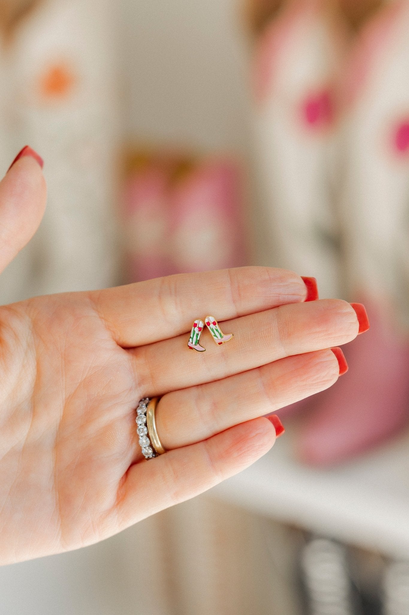 Screwback Stud Earrings - Tulip Cowgirl Boot - LINNY CO WholesaleStuds