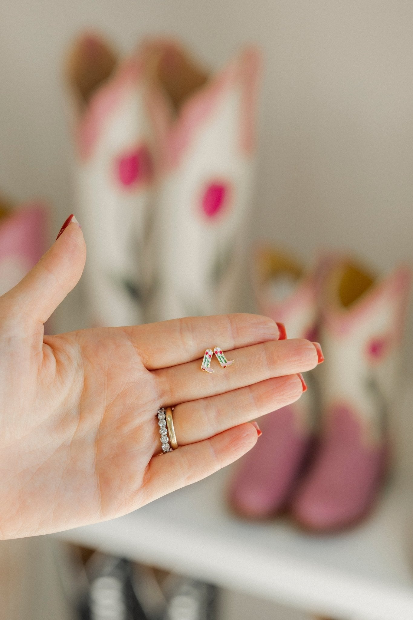 Screwback Stud Earrings - Tulip Cowgirl Boot - LINNY CO WholesaleStuds