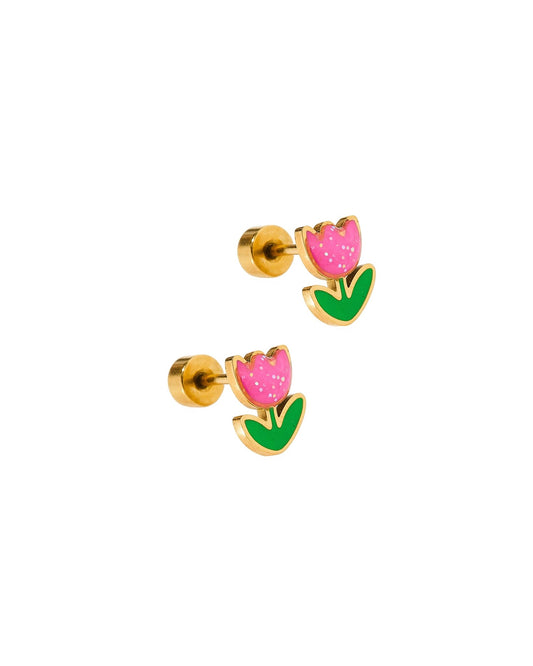 Screwback Stud Earrings - Tulip Pink - LINNY CO WholesaleStuds
