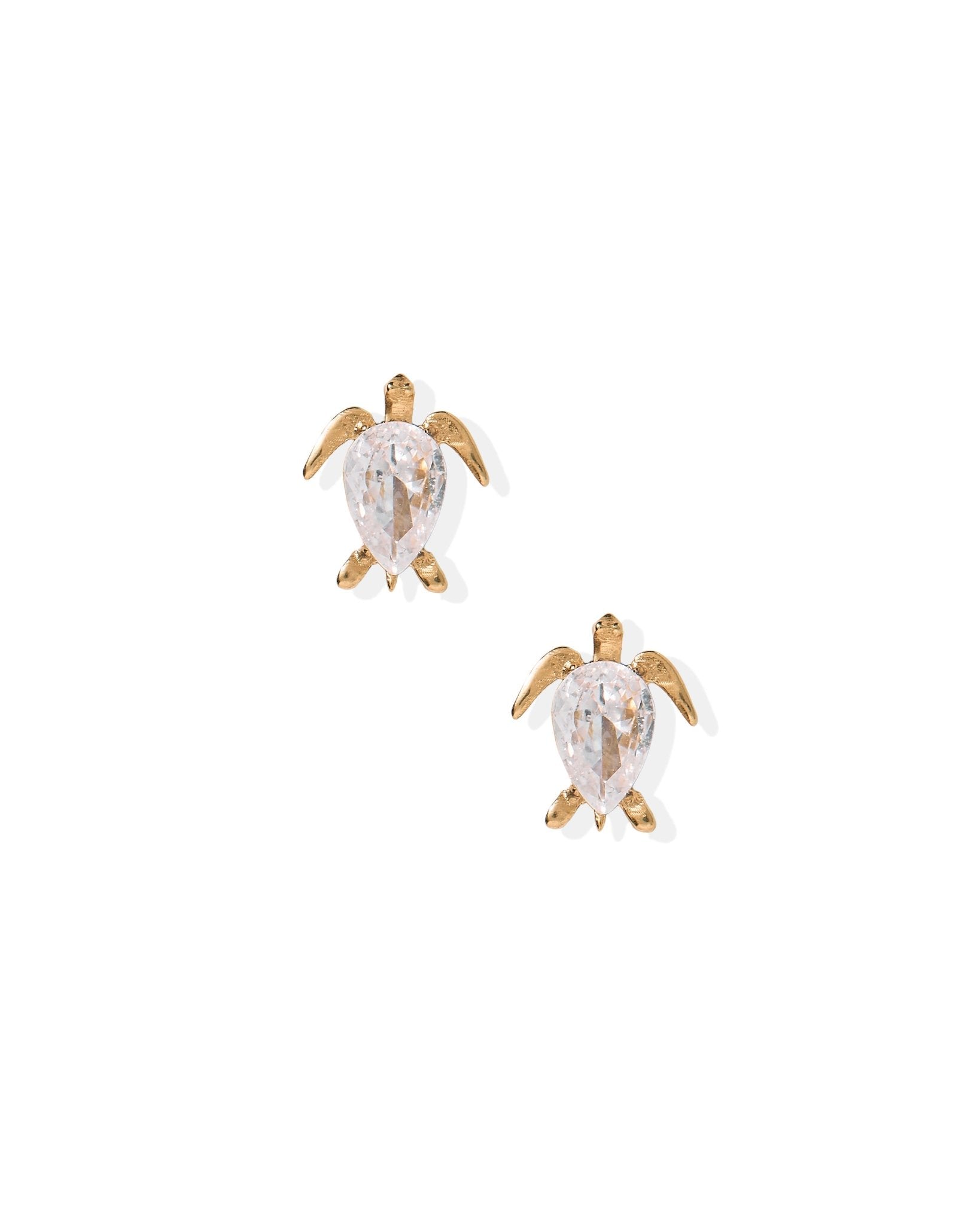 Screwback Stud Earrings - Turtle CZ Gold - LINNY CO Wholesale