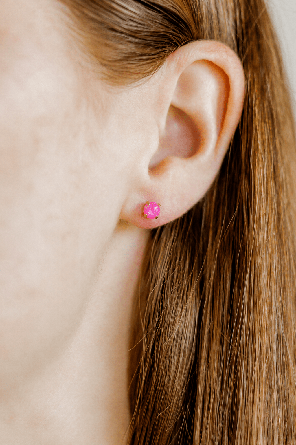 Screwback Stud Earrings - Venus Opal Neon Pink - LINNY CO Wholesale