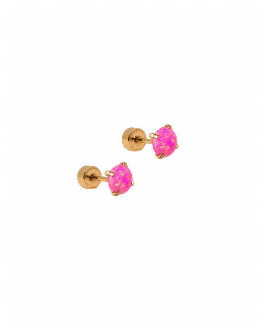 Screwback Stud Earrings - Venus Opal Neon Pink - LINNY CO Wholesale