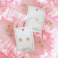 Screwback Stud Earrings - Winnie CZ Pearl Gold - LINNY CO WholesaleStuds