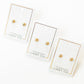 LINNY CO Addison Clear Gold screwback stud earrings for kids & little girls — hypoallergenic, waterproof stainless steel with secure screwback backs, flat-lay styling.