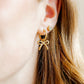 LINNY CO Addison Clear Gold screwback stud earrings for kids & little girls — hypoallergenic, waterproof stainless steel with secure screwback backs, shown on model.