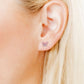 LINNY CO Bindi Butterfly screwback stud earrings for kids & little girls — hypoallergenic, waterproof stainless steel with secure screwback backs, shown on model.