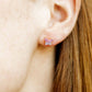 LINNY CO Bindi Butterfly screwback stud earrings for kids & little girls — hypoallergenic, waterproof stainless steel with secure screwback backs, shown on model.