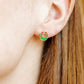LINNY CO Leighton Wreath screwback stud earrings for kids & little girls — hypoallergenic, waterproof stainless steel with secure screwback backs, shown on model.