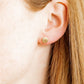 LINNY CO Marina Shell screwback stud earrings for kids & little girls — hypoallergenic, waterproof stainless steel with secure screwback backs, shown on model.