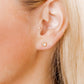 LINNY CO Polly Heart screwback stud earrings for kids & little girls — hypoallergenic, waterproof stainless steel with secure screwback backs, shown on model.