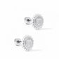 LINNY CO Texas A&M Alice Logo Silver screwback stud earrings for kids & little girls — hypoallergenic, waterproof stainless steel with secure screwback backs, side angle.
