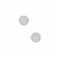 LINNY CO Texas A&M Alice Logo Silver screwback stud earrings for kids & little girls — hypoallergenic, waterproof stainless steel with secure screwback backs, front view.