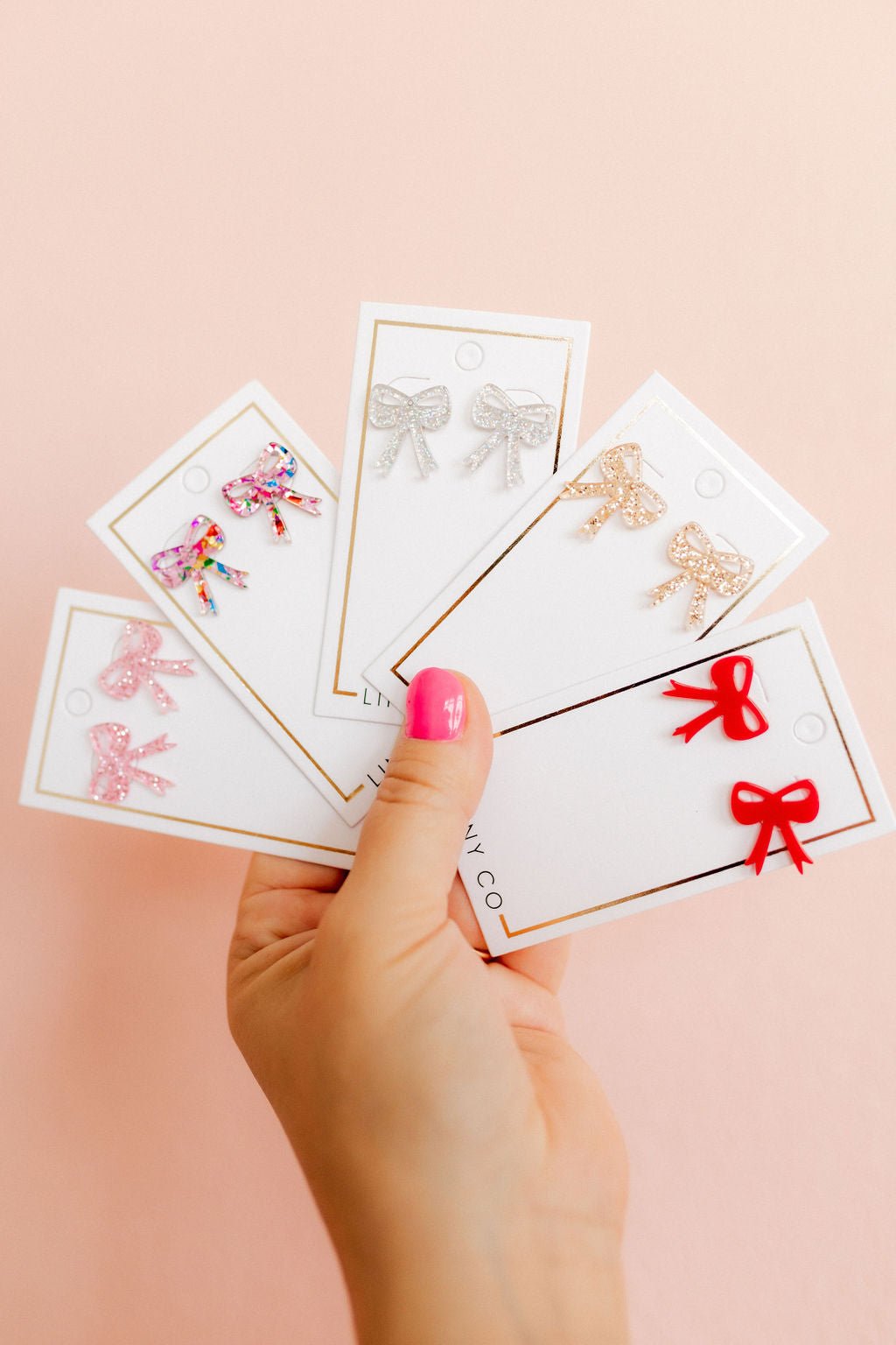 Sophia Bow Earrings - Pink Birthday Confetti - LINNY CO WholesaleAcetate