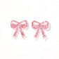 Sophia Bow Earrings - Pink Glitter - LINNY CO WholesaleAcetate