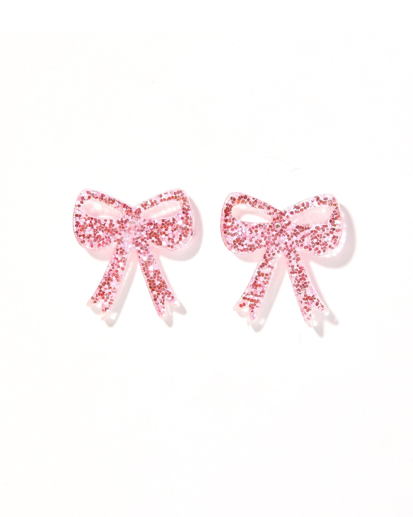 Sophia Bow Earrings - Pink Glitter - LINNY CO WholesaleAcetate