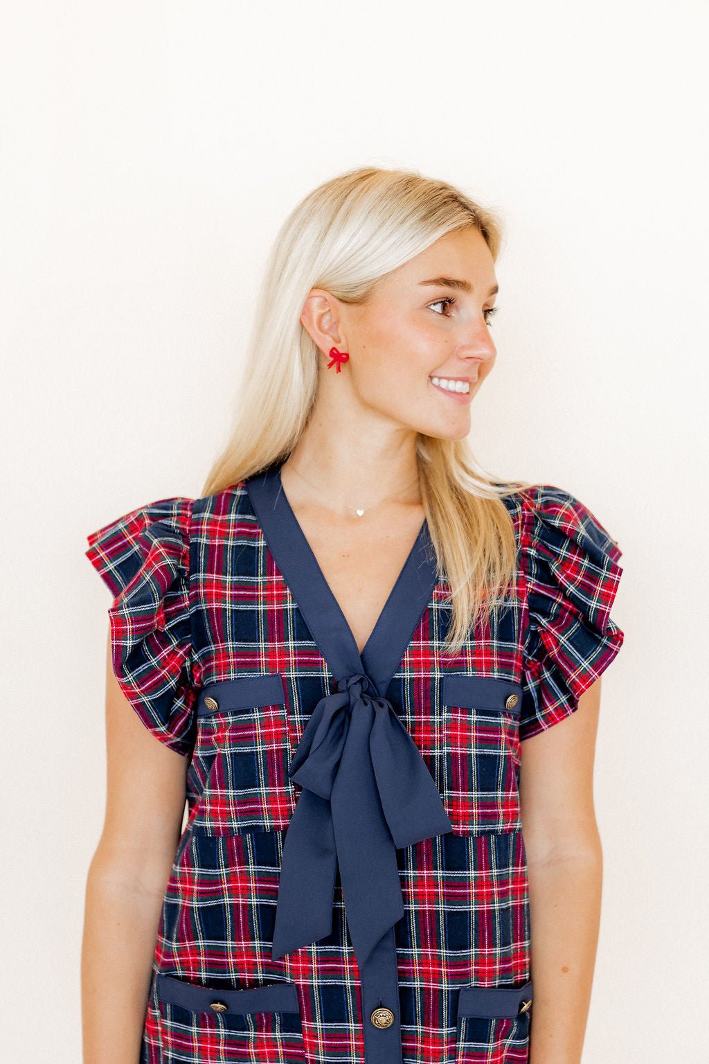 Sophia Bow Earrings - True Red - LINNY CO WholesaleAcetate