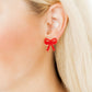 Sophia Bow Earrings - True Red - LINNY CO WholesaleAcetate