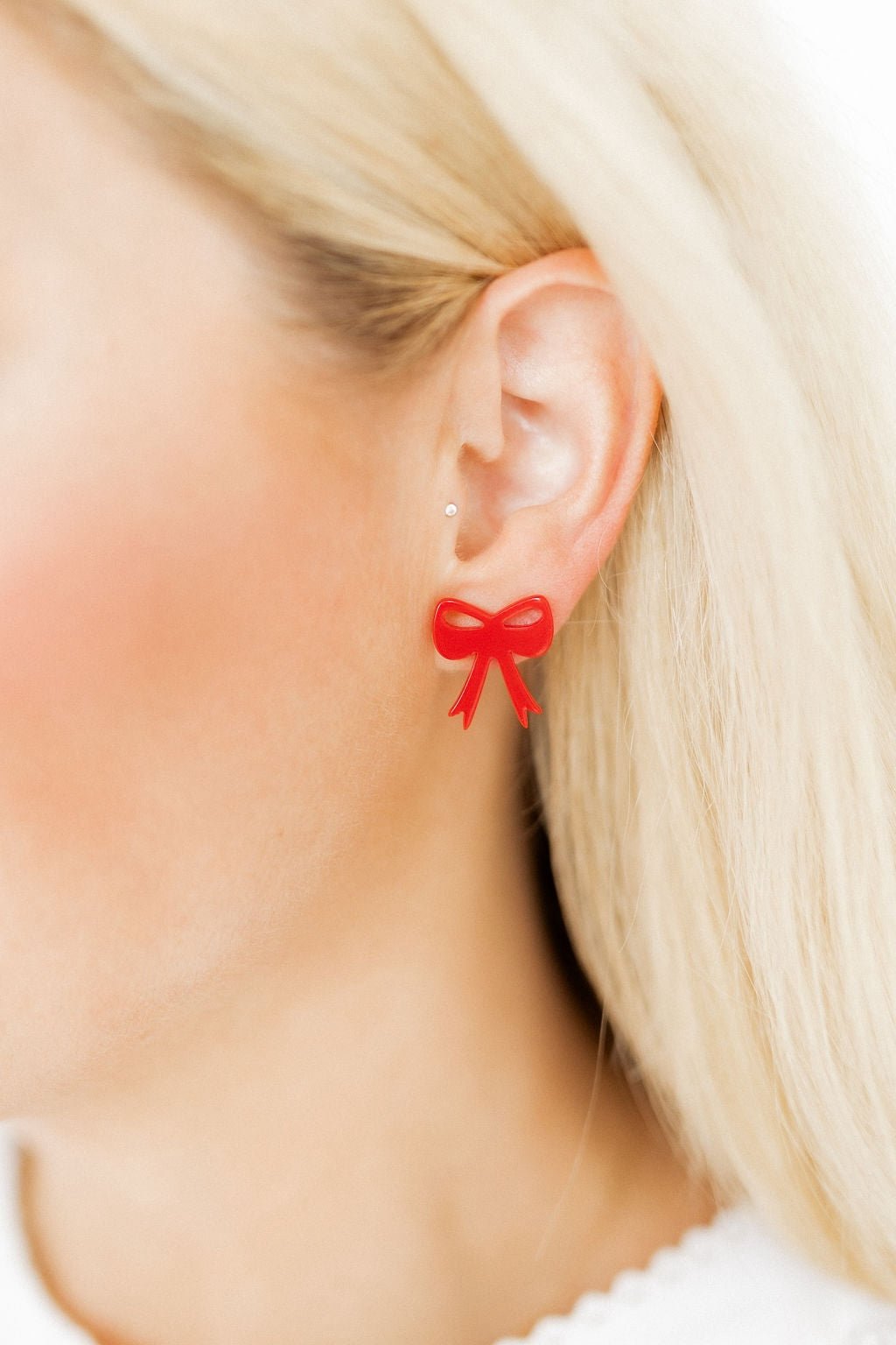 Sophia Bow Earrings - True Red - LINNY CO WholesaleAcetate