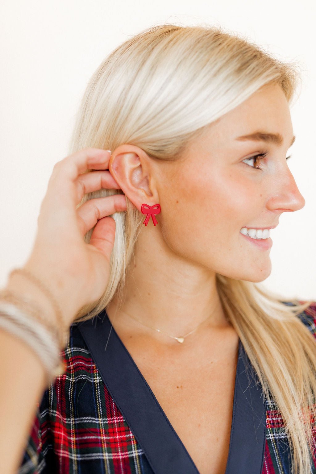 Sophia Bow Earrings - True Red - LINNY CO WholesaleAcetate