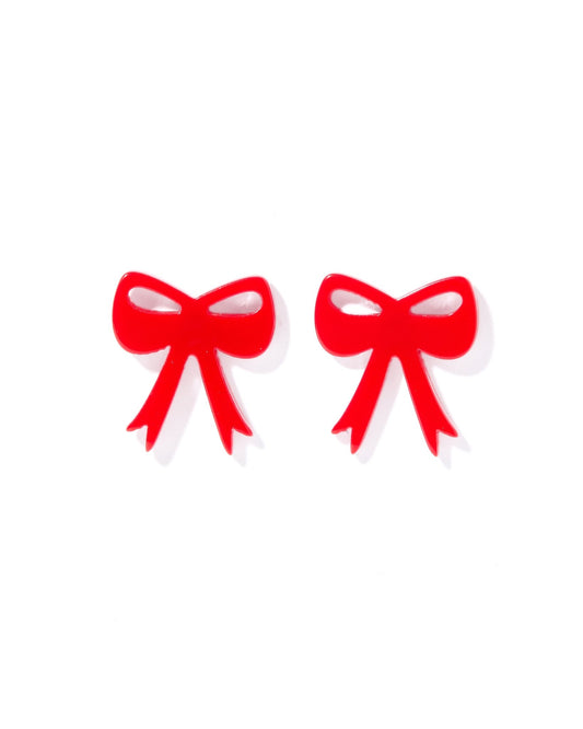 Sophia Bow Earrings - True Red - LINNY CO WholesaleAcetate