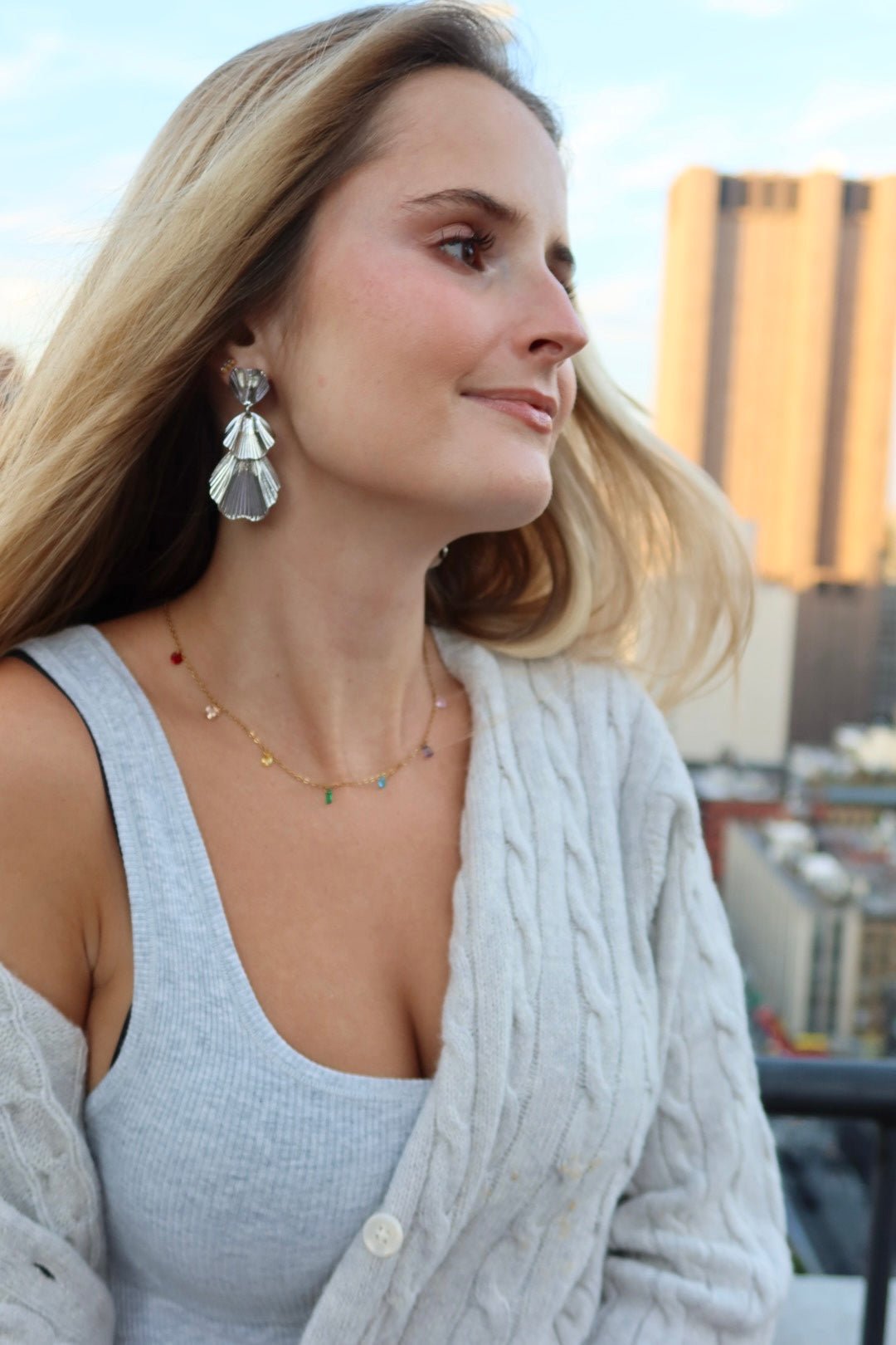 Wynn Statement Earrings Silver - LINNY CO Wholesale