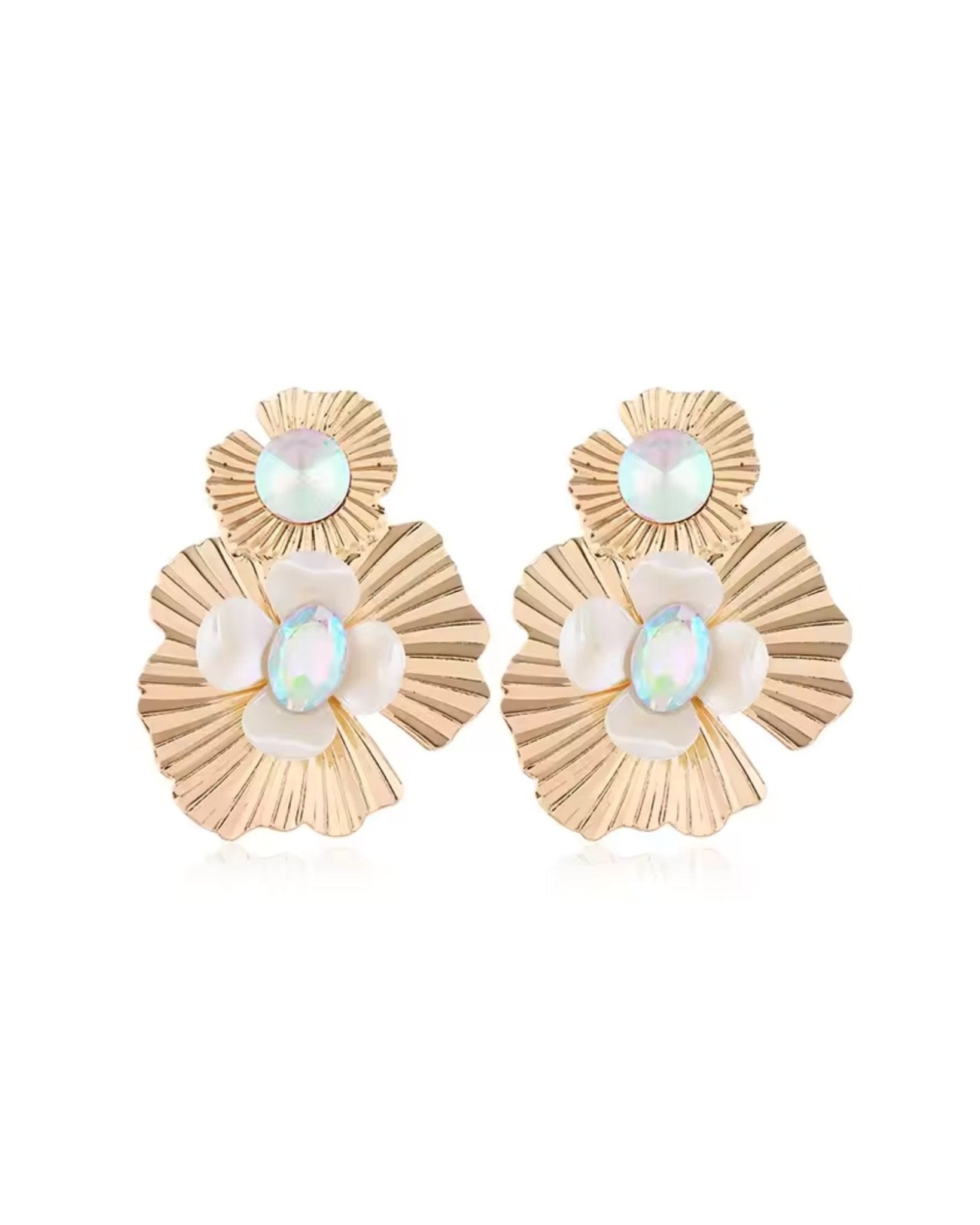 Zara Iridescent Statement Earrings - Gold - LINNY CO WholesaleMetals