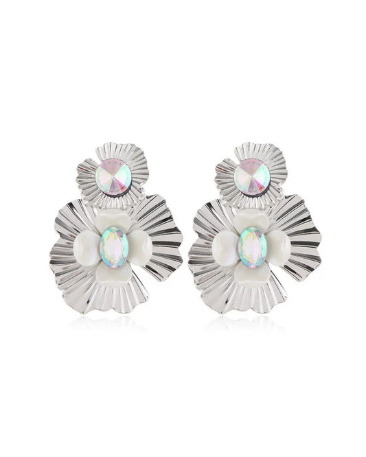 Zara Iridescent Statement Earrings - Silver - LINNY CO WholesaleMetals
