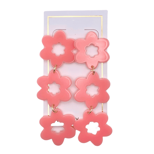 Zoey Statement Earrings - Bright Coral - LINNY CO WholesaleAcetate