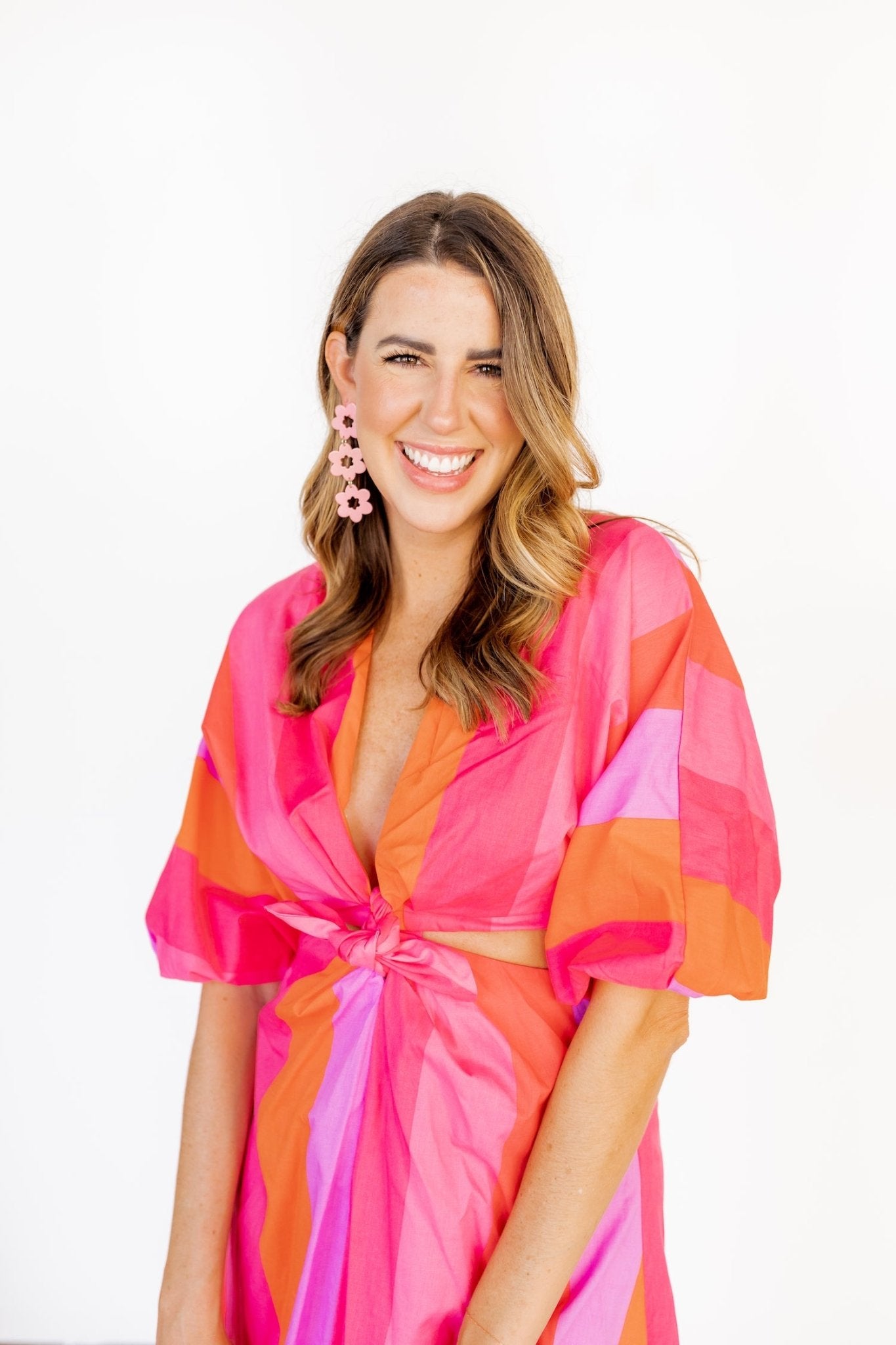 Zoey Statement Earrings - Bright Coral - LINNY CO WholesaleAcetate