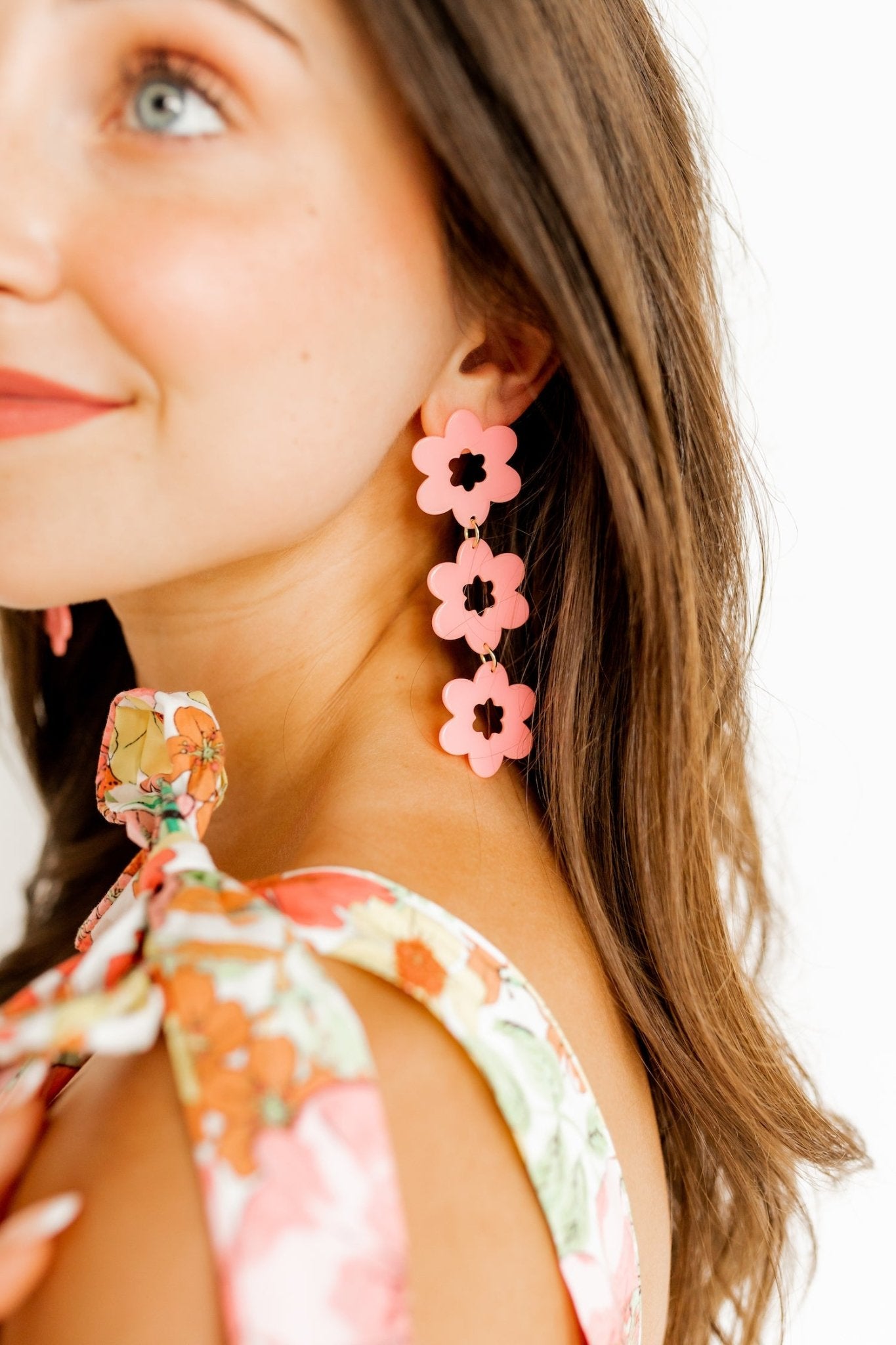 Zoey Statement Earrings - Bright Coral - LINNY CO WholesaleAcetate