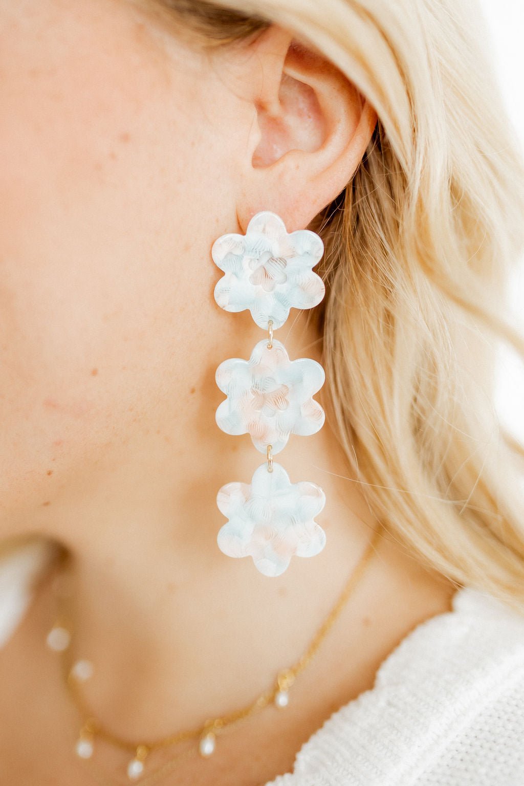 Zoey Statement Earrings - Mint Shell - LINNY CO WholesaleAcetate