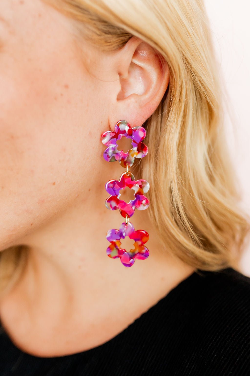 Zoey Statement Earrings - Pink Multi - LINNY CO WholesaleAcetate