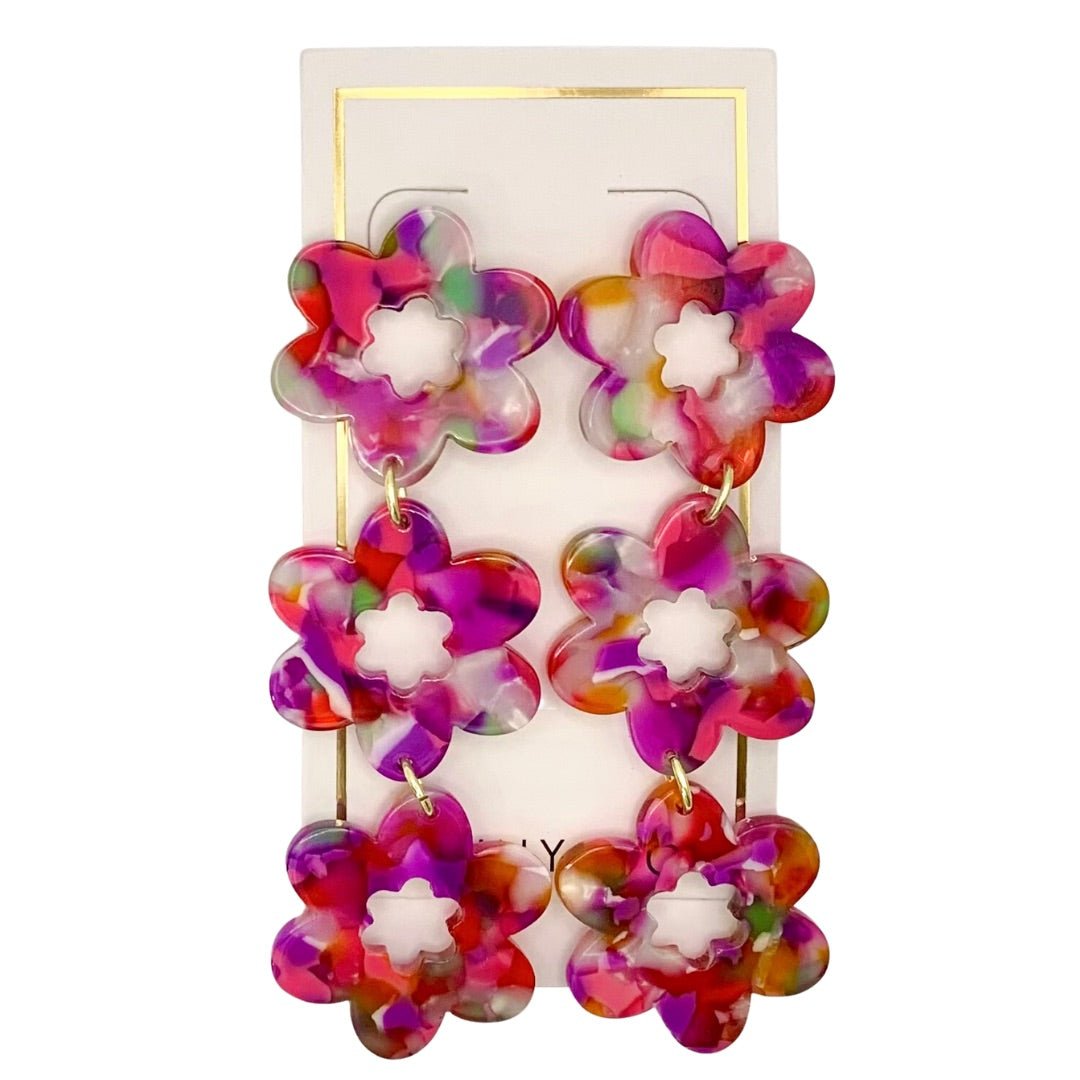 Zoey Statement Earrings - Pink Multi - LINNY CO WholesaleAcetate