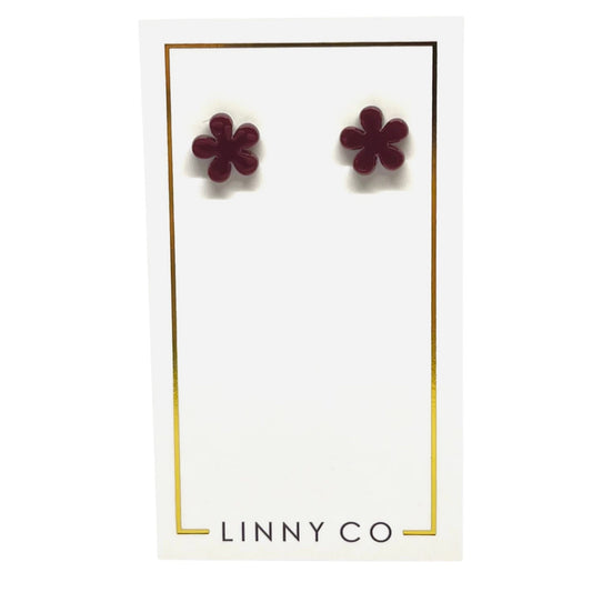 Jenna Flower Stud -Maroon - Earrings
