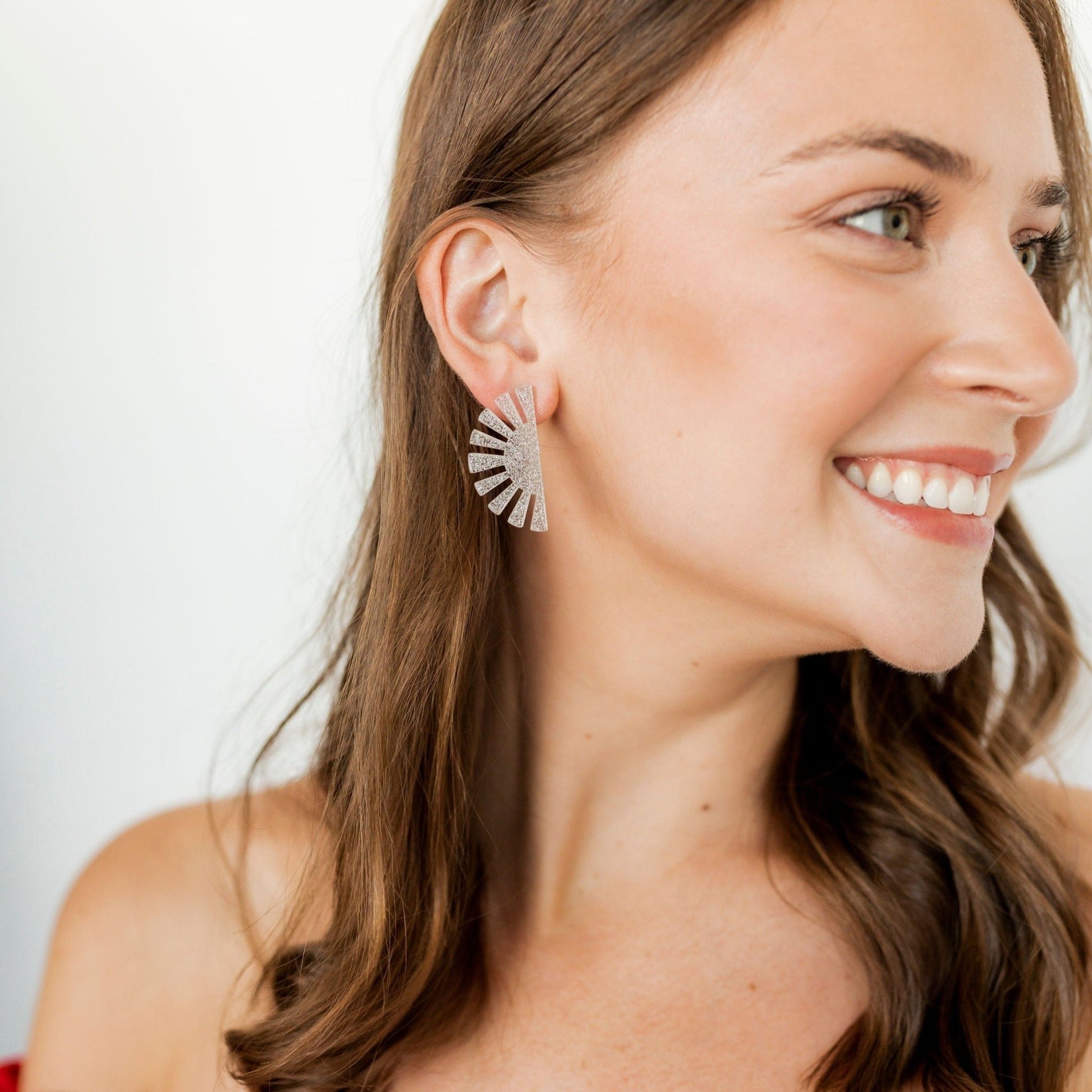 Blake - Silver Glitter - Earrings - LINNY CO WholesaleAcetate