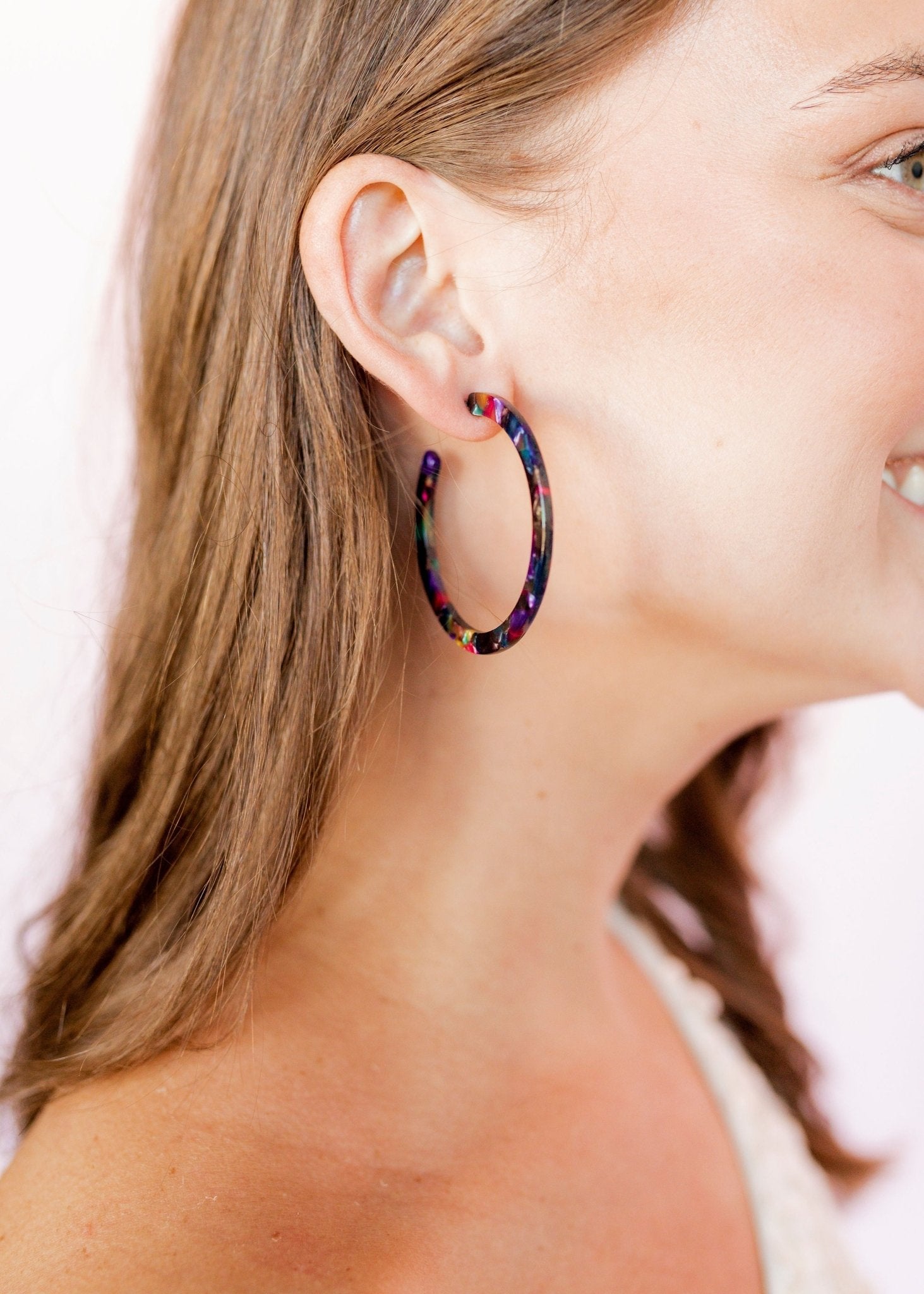 Holly Medium Hoop Earrings - Retro Camo - LINNY CO WholesaleAcetate