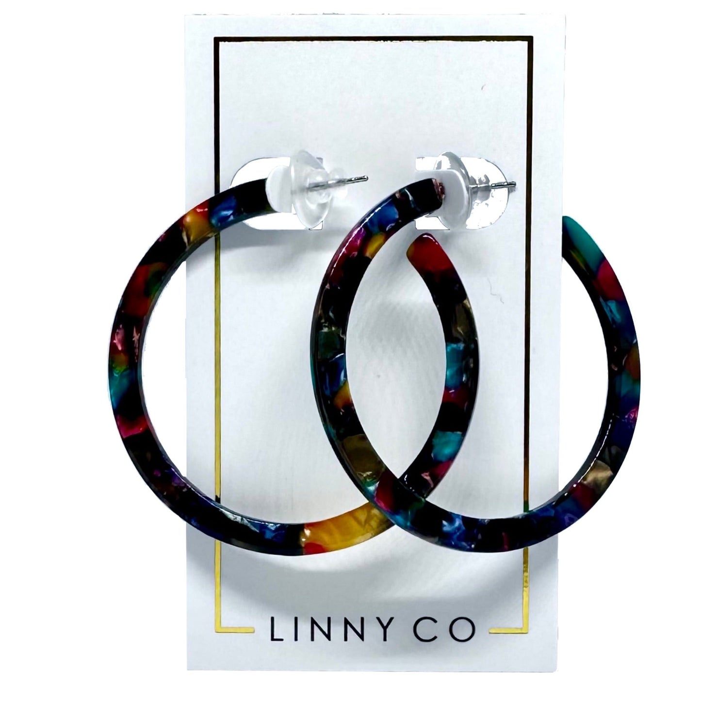 Holly Medium Hoop Earrings - Retro Camo - LINNY CO WholesaleAcetate
