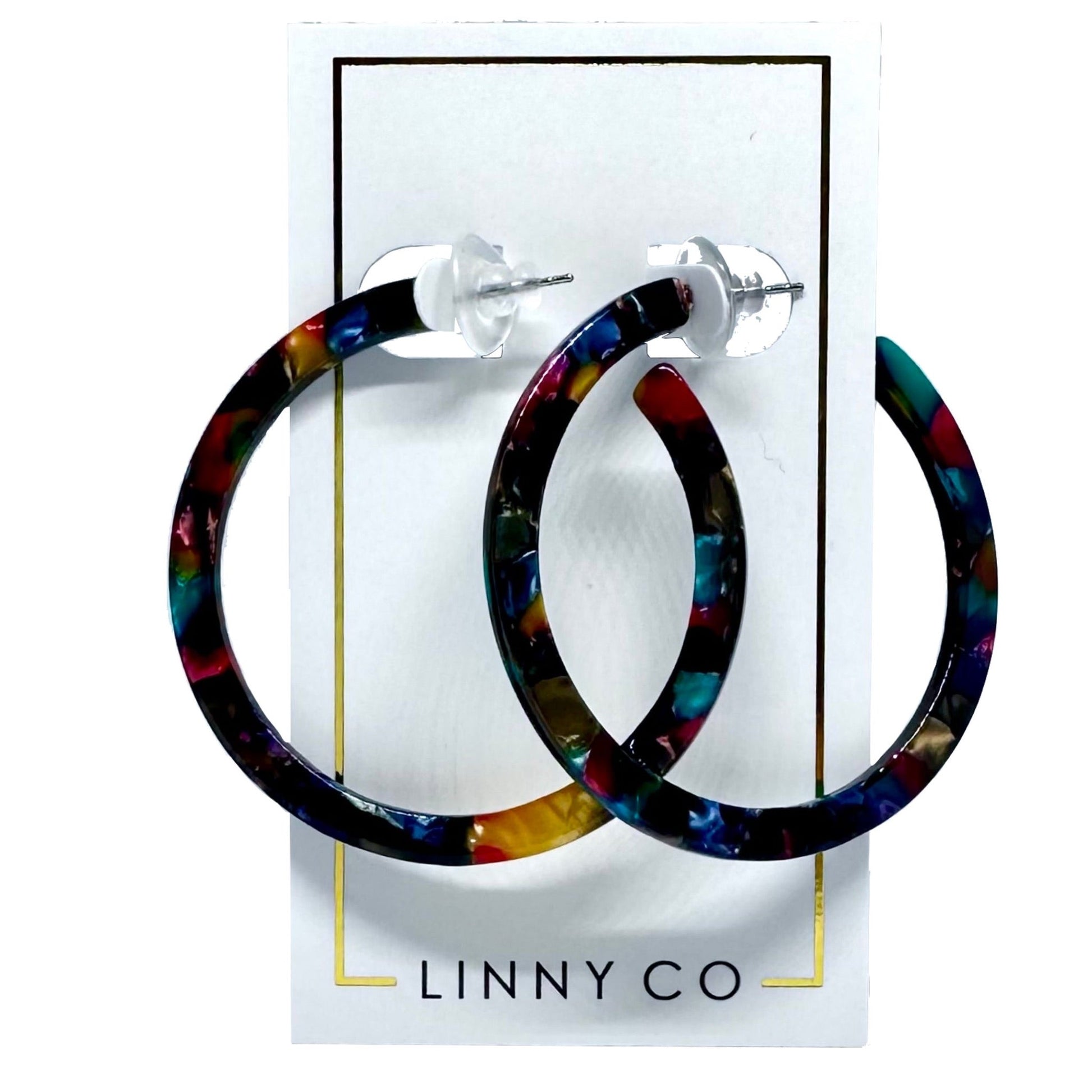Holly Medium Hoop Earrings - Retro Camo - LINNY CO WholesaleAcetate